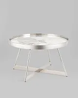 Журнальный столик Гера 80*80, белая керамика, сталь серебро УТ000039403 Stool Group Журнальный столик Гера 80*80, белая керамика, сталь серебро УТ000039403 Stool Group